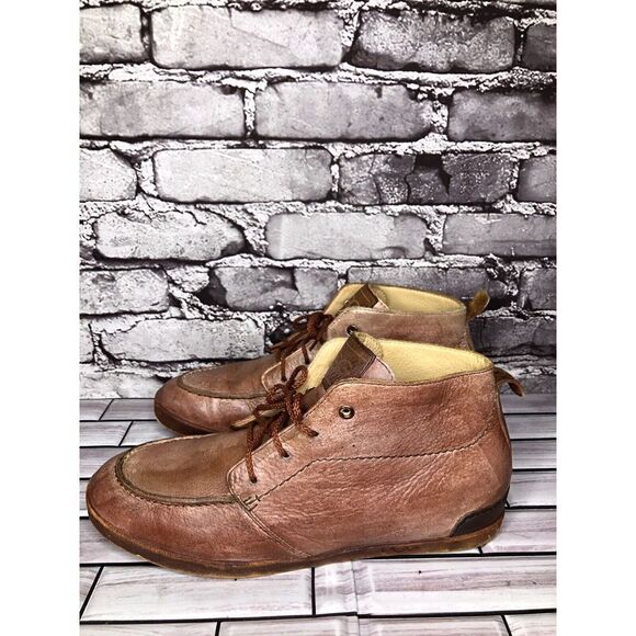UGG Vibram Salmon Pink Leather Lace Up Casual Distressed Boots Men Sz 9M US/42EU - Picture 1 of 16